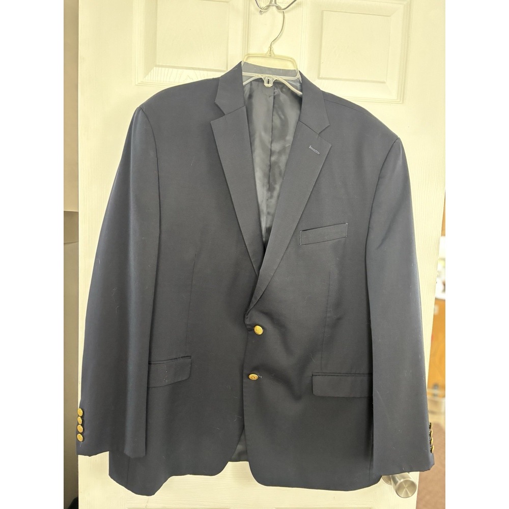 Chaps Ralph Lauren Mens 48R Navy Wool Blazer Sport Coat Jacket Gold Buttons